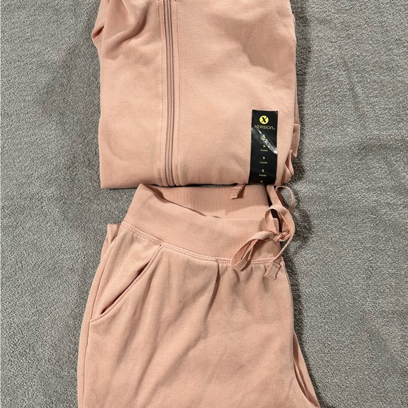 Pants - Pink Zip-Up Hoodie and Joggers Set. Size L